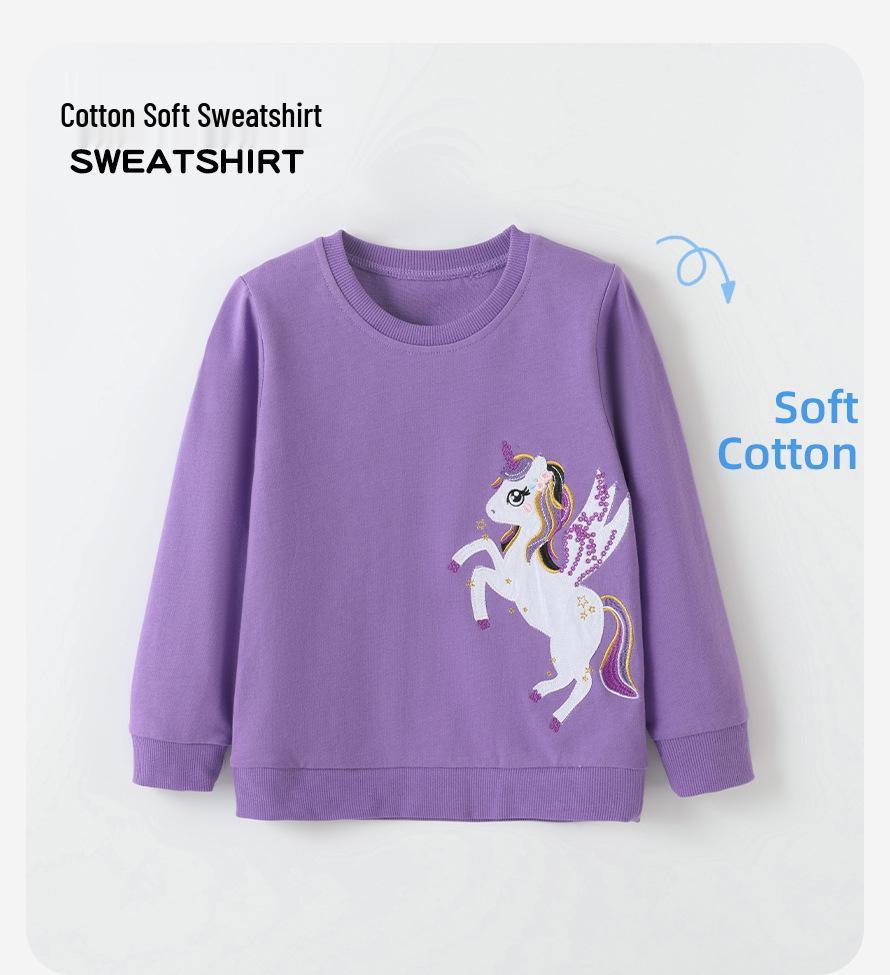 2026 New Little Pony Embroidered Girls' Hoodie - Autumn/Winter European & American Style