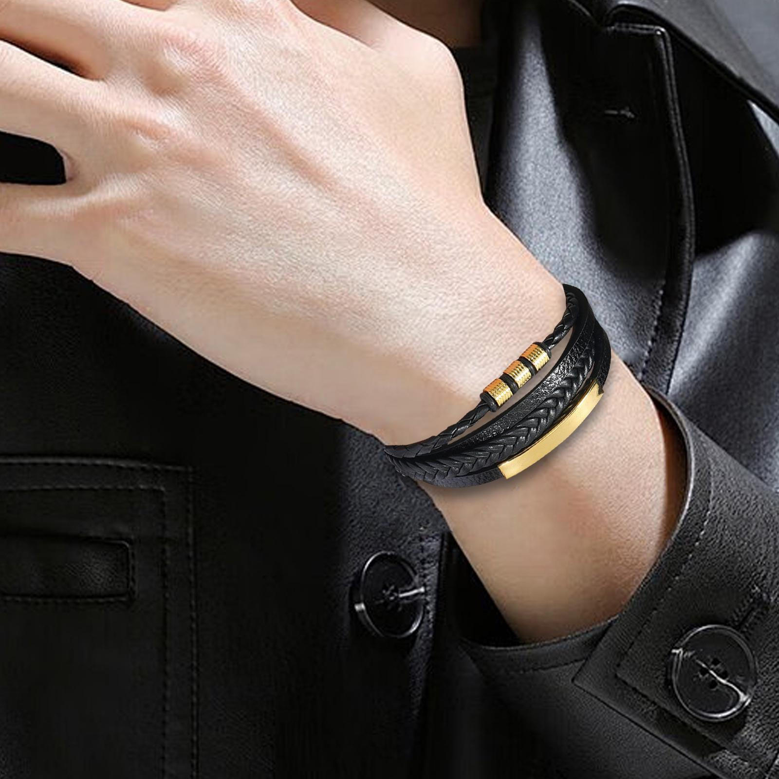 

Браслет для мужчин и женщин, плетеный браслет, прочный многослойный ювелирный аксессуар, мужской;s Рука Gold Buckle