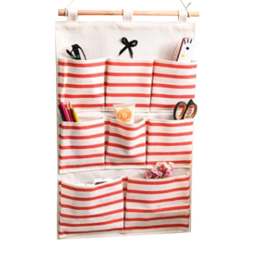 Linen Fabric Wall Hanging Storage Bag Wall Mounted Wall Hanging Organizer Living Room