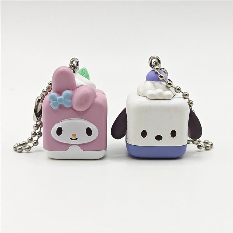 My Melody Pvc Character Keychain With Cube Dessert Design For Collectors