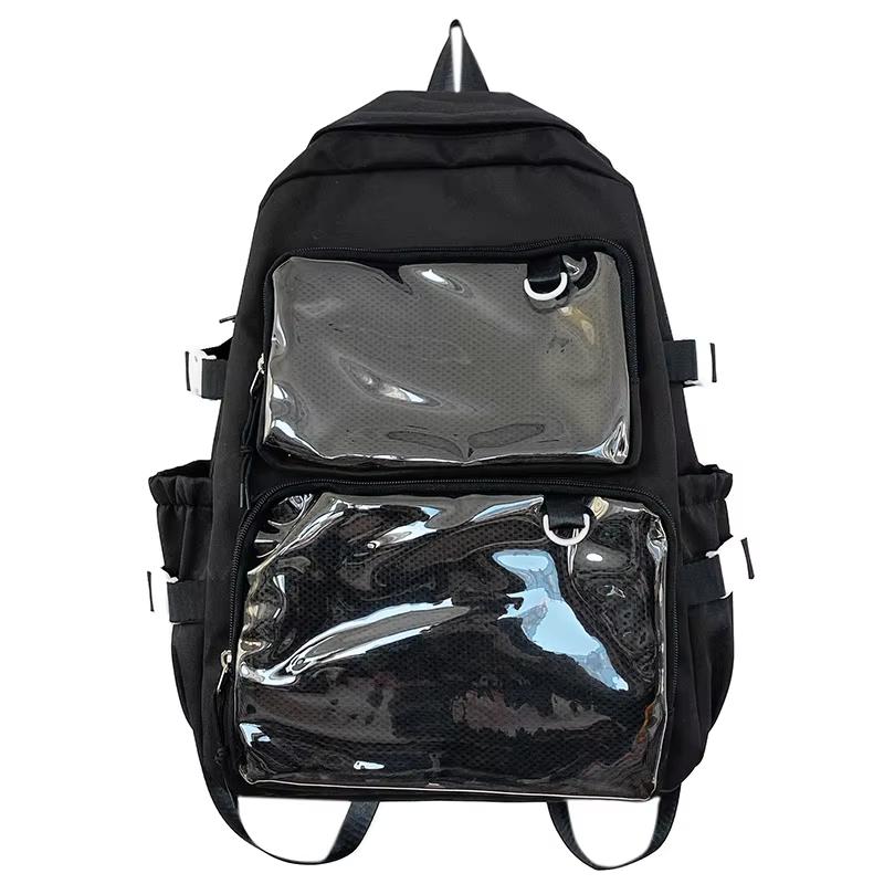 Rucsac Ita Bag Transparent Stil Japonez, Capacitate Mare, Rucsac Școlar Modă JK pentru Fete, Comic-Con, Studenți Colegiu negru