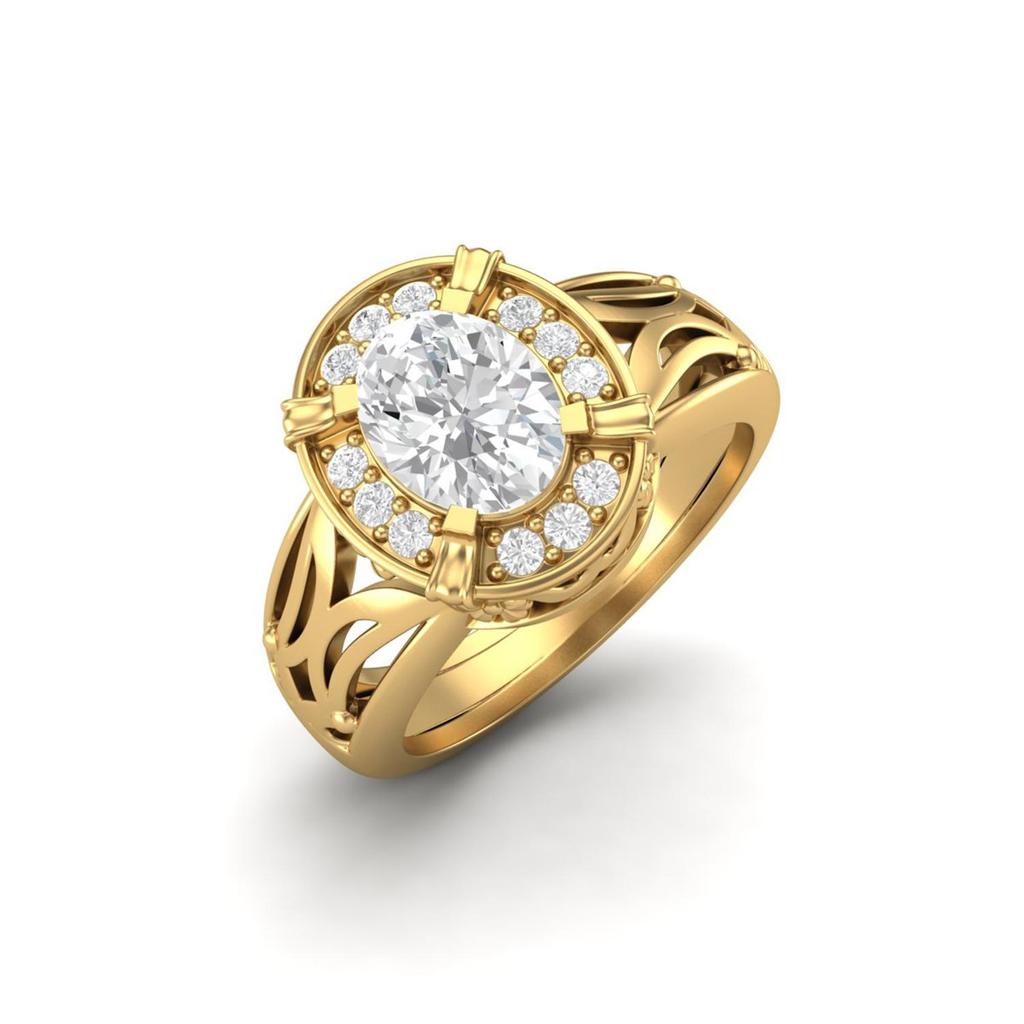 8x6mm Oval Moissanite 925 Sterling Silver Gold Vermeil Filigree Celtic Women Ring
