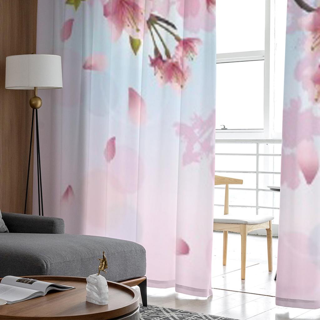 Sakura Blossom Japanese Cherry Tree Chiffon Sheer Curtains for Living Room Bedroom Window Curtain Voiles Tulle Cortinas