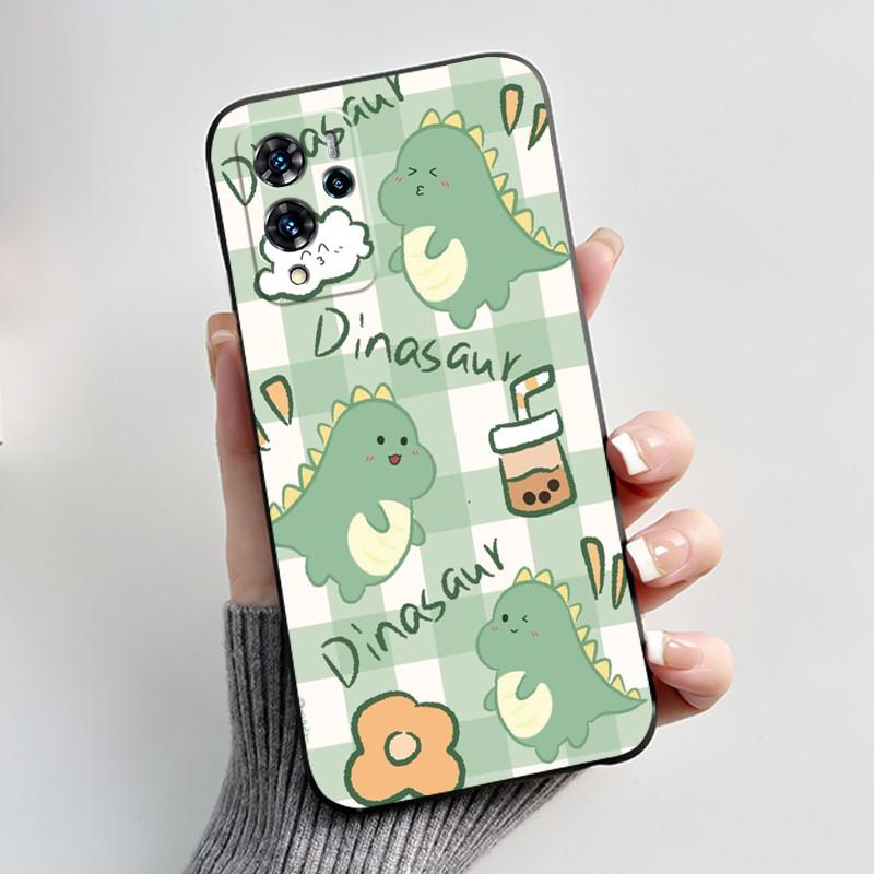 Cute Cartoon Case For ZTE Blade V40 Pro Capa Shockproof Fundas Printing Shell Protective Cover Soft Silicone Black Casing Coque