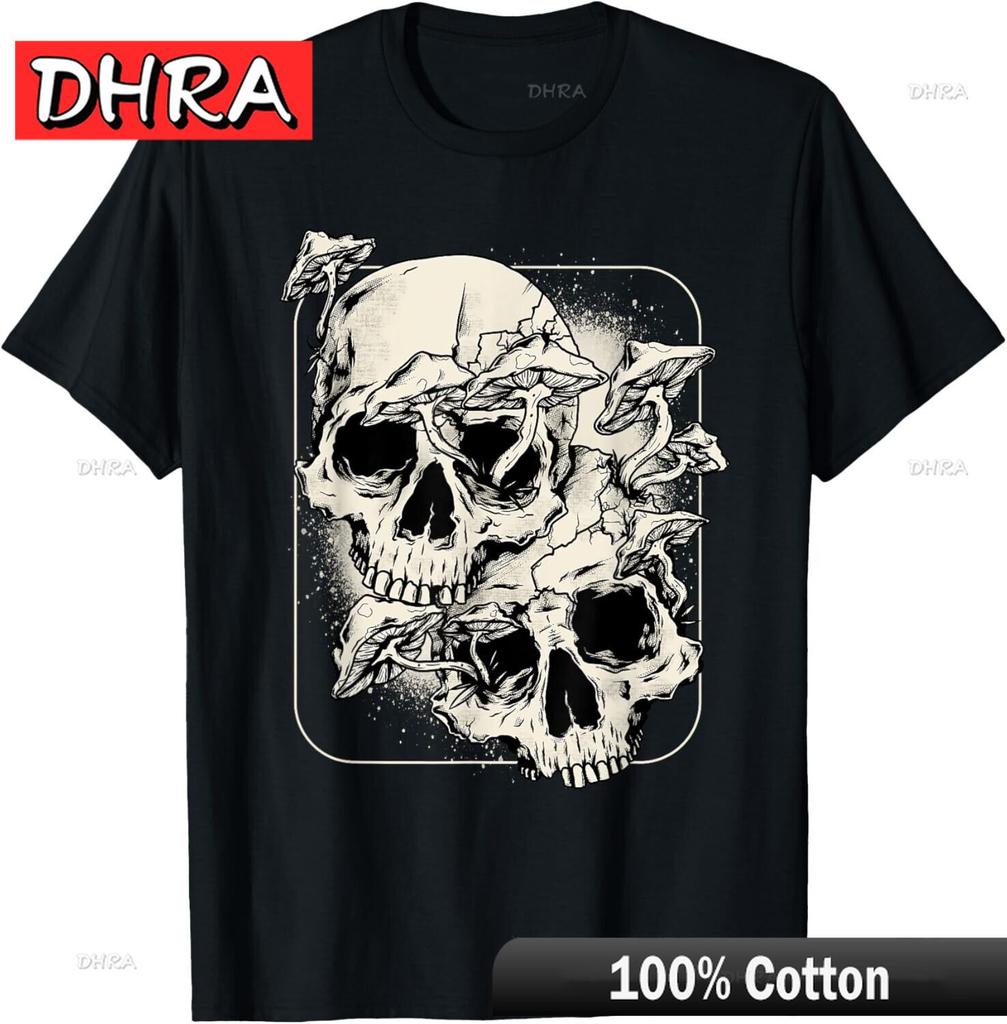 Skull Mushroom Goth Morel Mushroom Art Emo T-Shirt Stylish Simple Tshirts Retro Casual Unique Shirt Aesthetic Harajuku for Gift