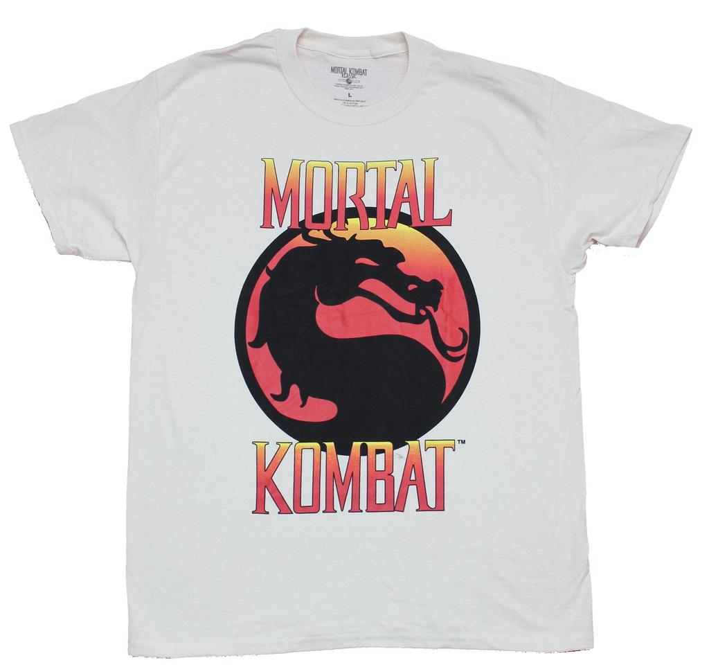 Mortal Kombat Mens T-Shirt - Classic Sunset Logo Between Words