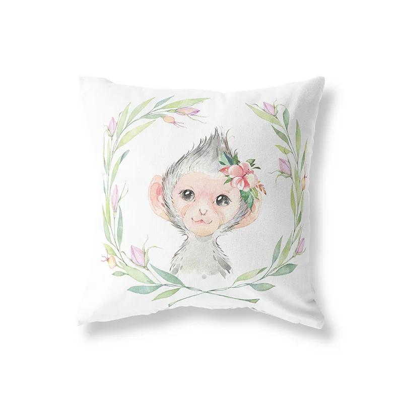 Cute Rabbit Giraffe Animals Children Room Decor Polyester  Cushion Cover Sofa Pillow  Home Decoration Throw Pillowcase