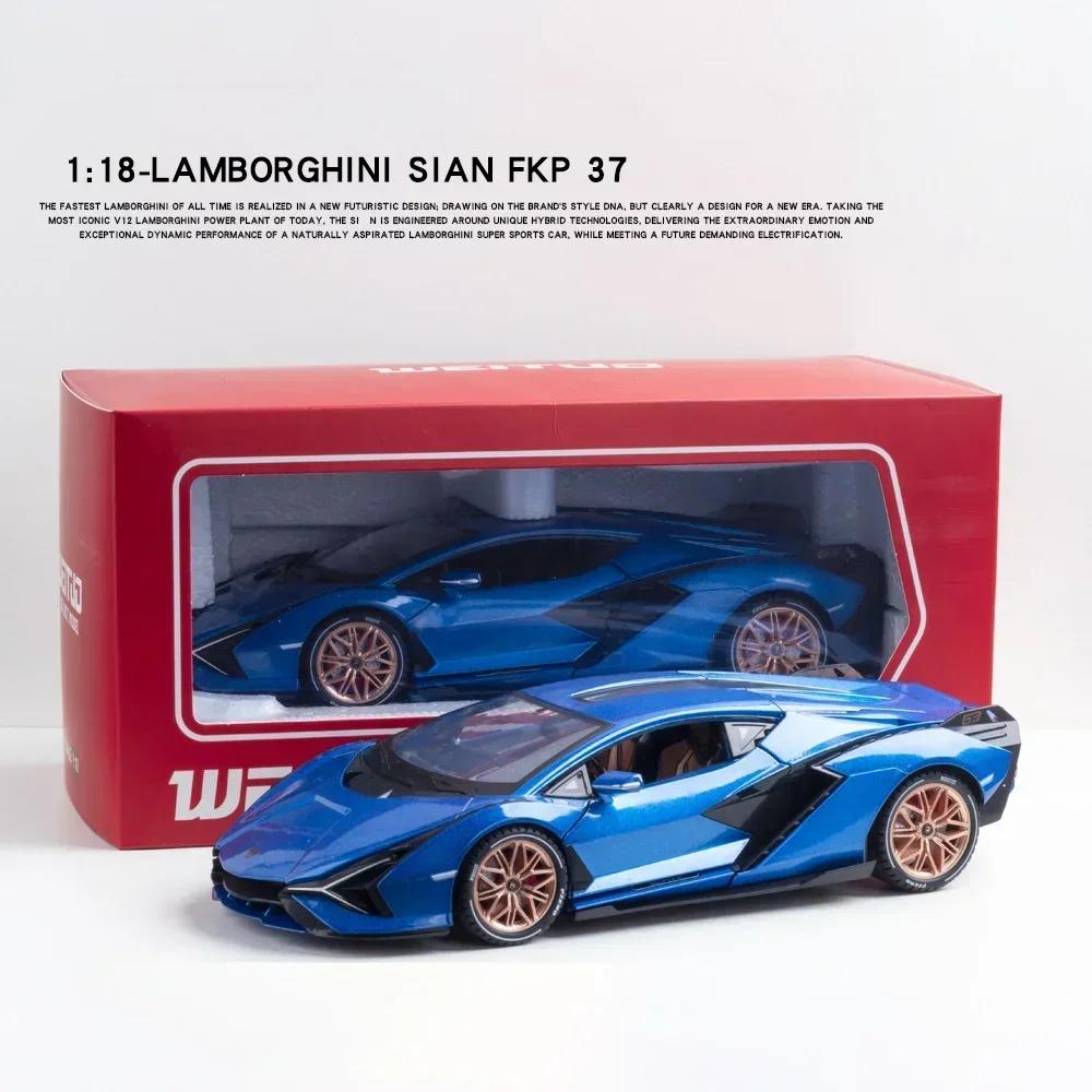 1/18 Lamborghini SIAN FKP37 Car Model Alloy Diecast Boys Toy Supercar High Simulation 4 Door Opened Collections Kids Toy
