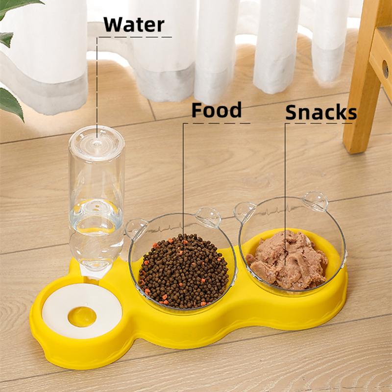 Automatischer Futterautomat für Katzen, Doppelnapf, 3-in-1-Wasserspender, Hundefutterbehälter, erhöhter Ständer, Futternapf für Haustiere, Sicherheit