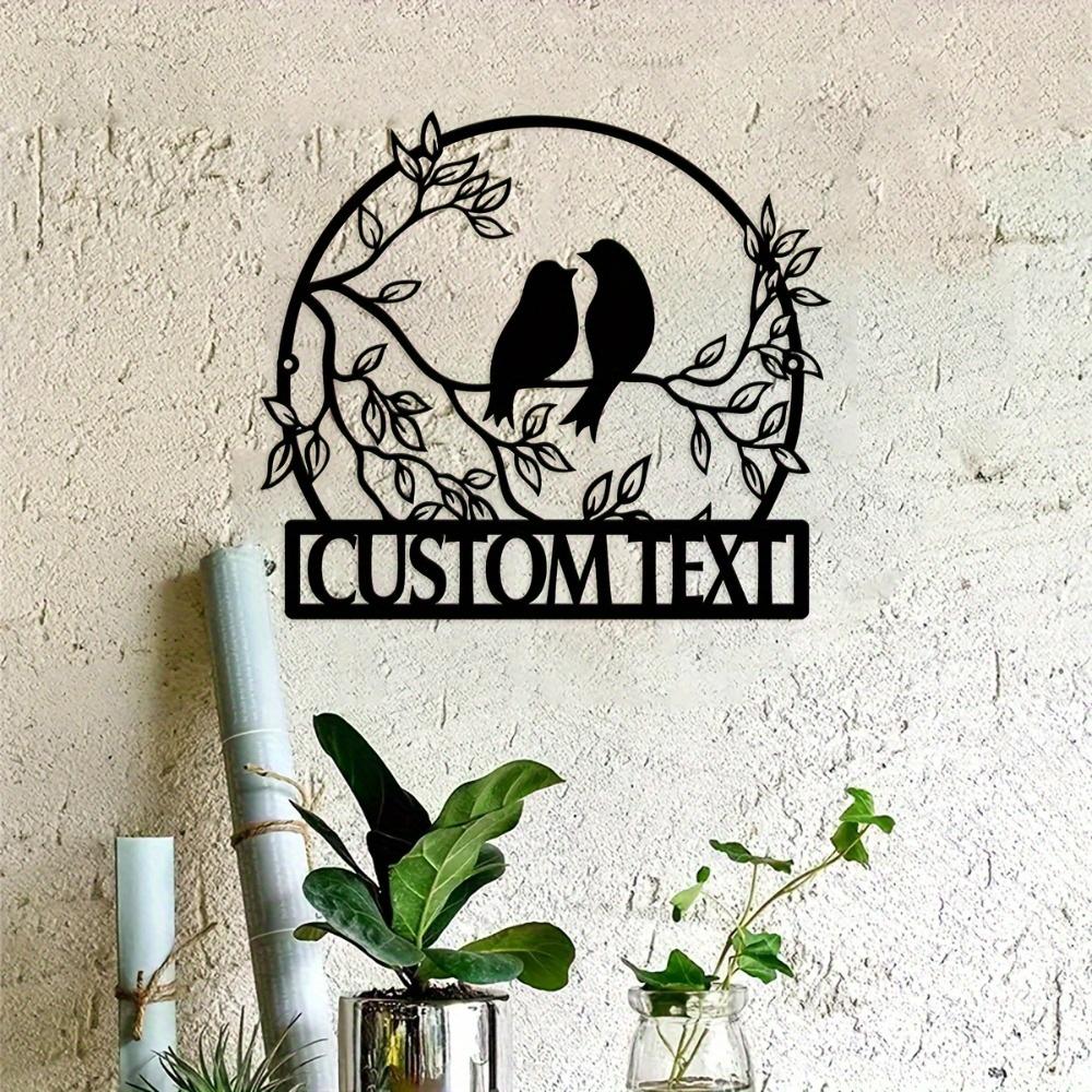 Exclusive Handmade Custom Metal Garden Sign Bird Branch Retro Wall Mounted Gift Outdoor Decor