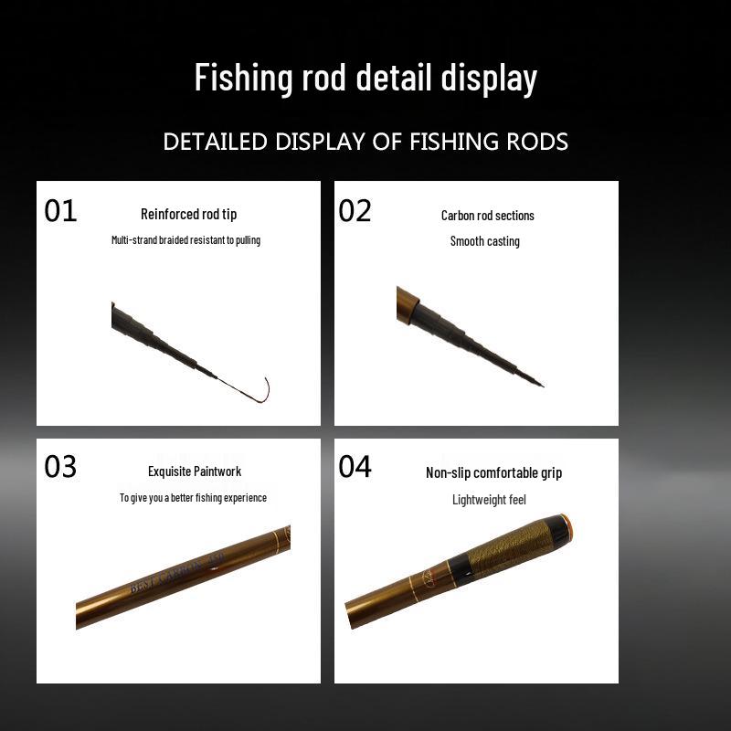 Ultra-Sensitive 43cm Carbon Telescopic Fishing Rod - Lightweight, Compact, and Retractable