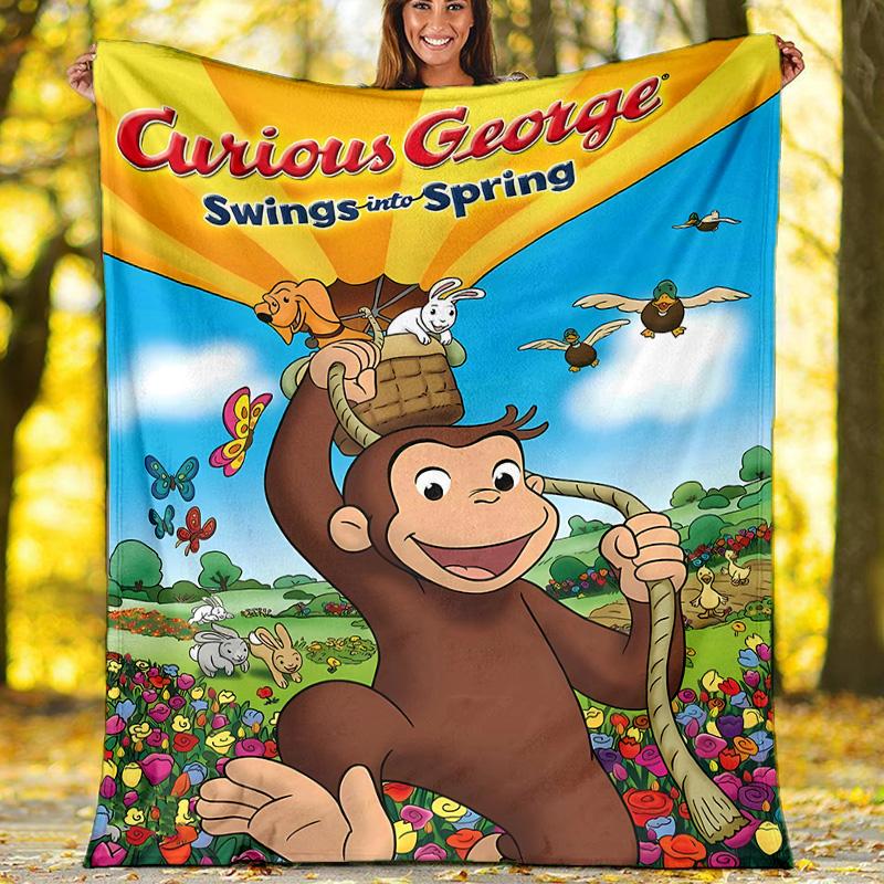 Curious George1 printed throw blanket—lightweight,soft,warm;versatile blanket for all seasons—perfect as &air-conditioning throw,nap blanket
