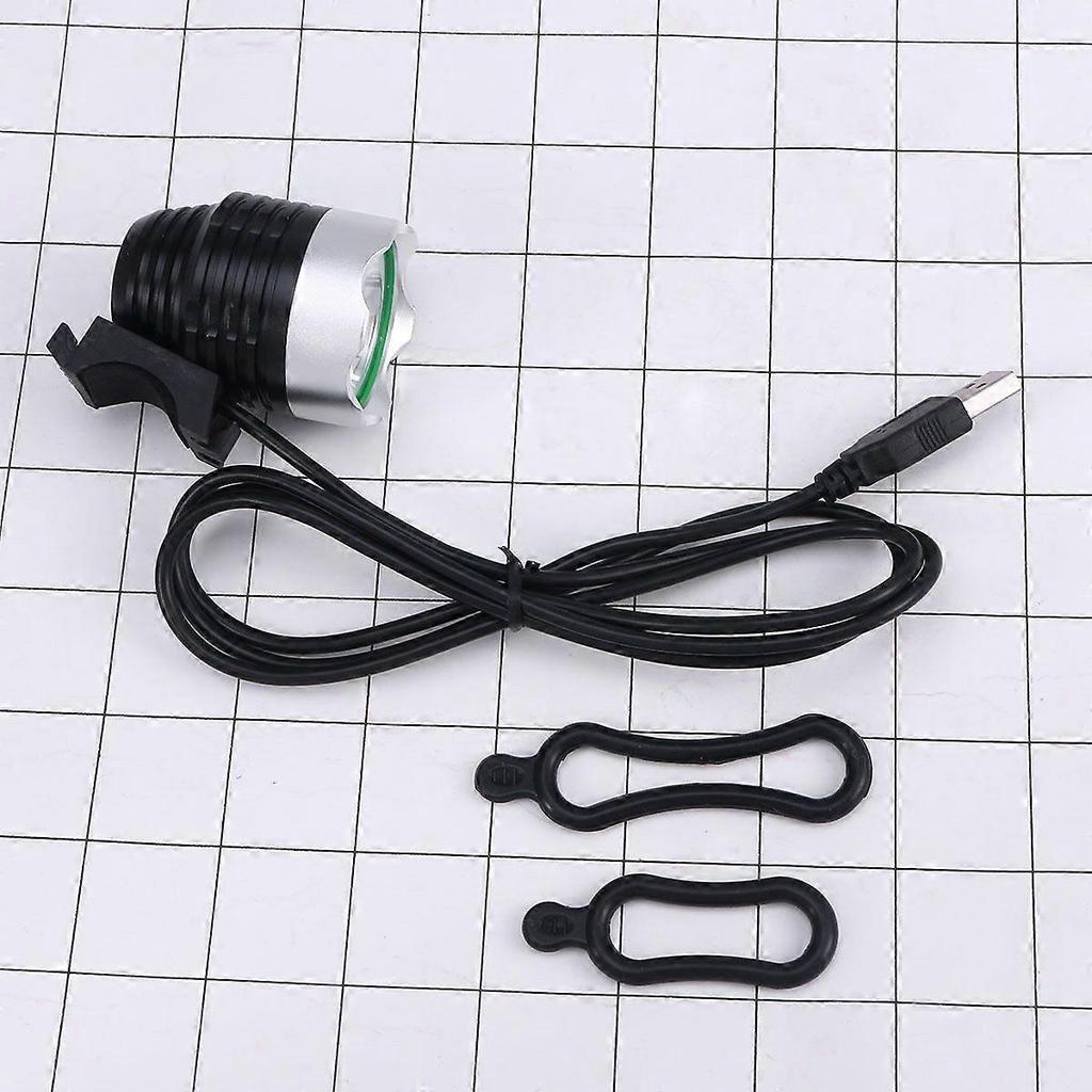 USB Bike Head Light Headlamp XML T6 LED Waterproof Front Light Night Cycling Safety Flashing Light for MTB Road Bike Accessories (White Shell/ White L