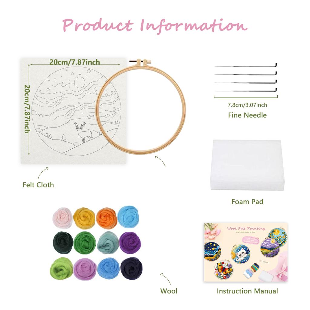 GATYZTORY DIY Wool Painting Kit With Frame Felting Needles Handmade Picture Kit Sunset Scenery For Home Decors Crafts Gift