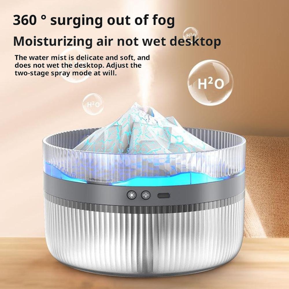 1.5L Large Capacity Volcano Shaped Humidifier Aroma Diffuser with Dual Color Light Mist Maker for Home Office