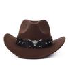 New Western Cowboy Hat Top Hat Jazz Hat Big Brim Ethnic Style Cowboy Felt Hat