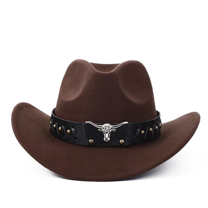New Western Cowboy Hat Top Hat Jazz Hat Big Brim Ethnic Style Cowboy Felt Hat
