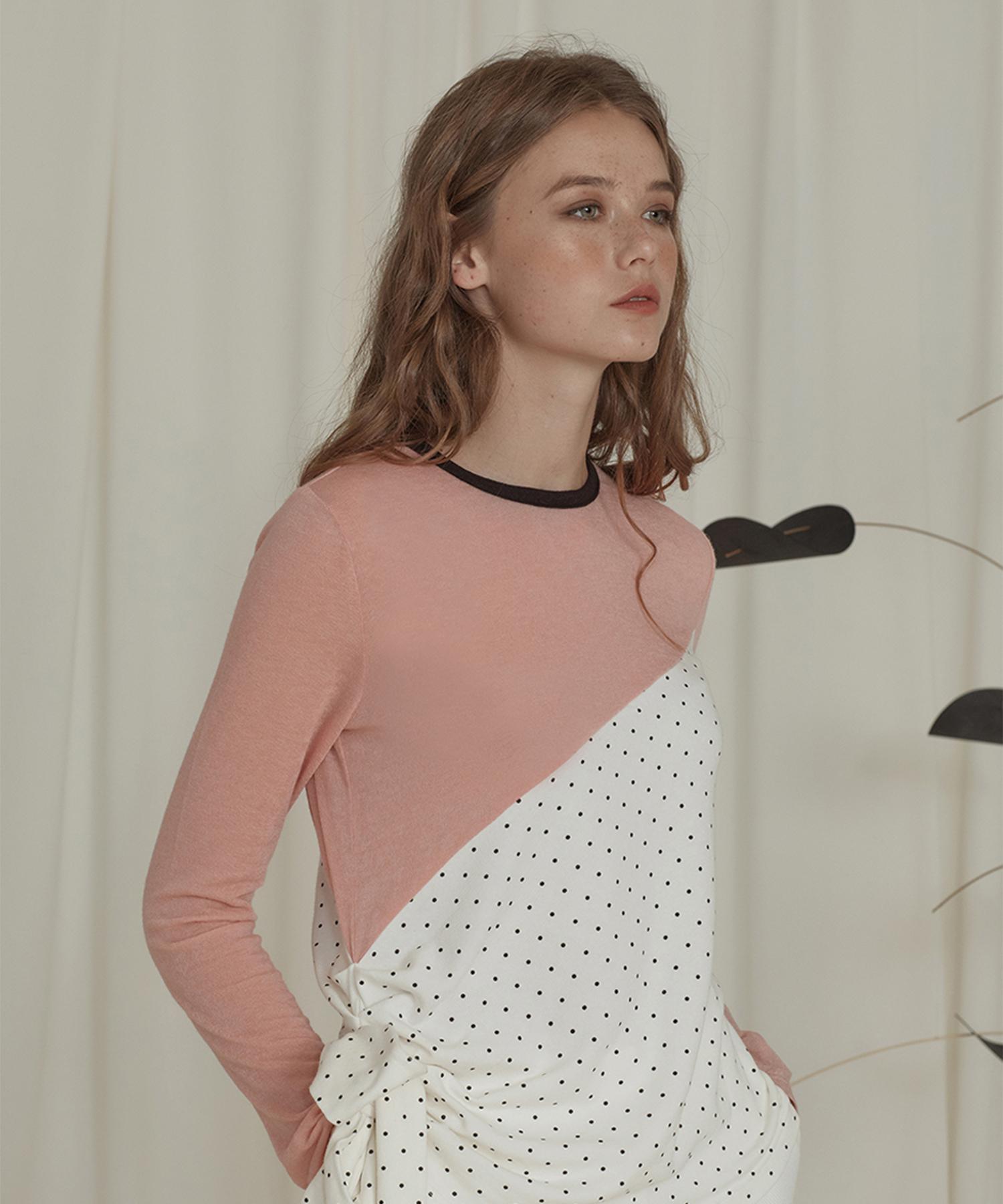 I Jeno Ri Pink & Dot Pattern Wool Knit Pale Pink/S