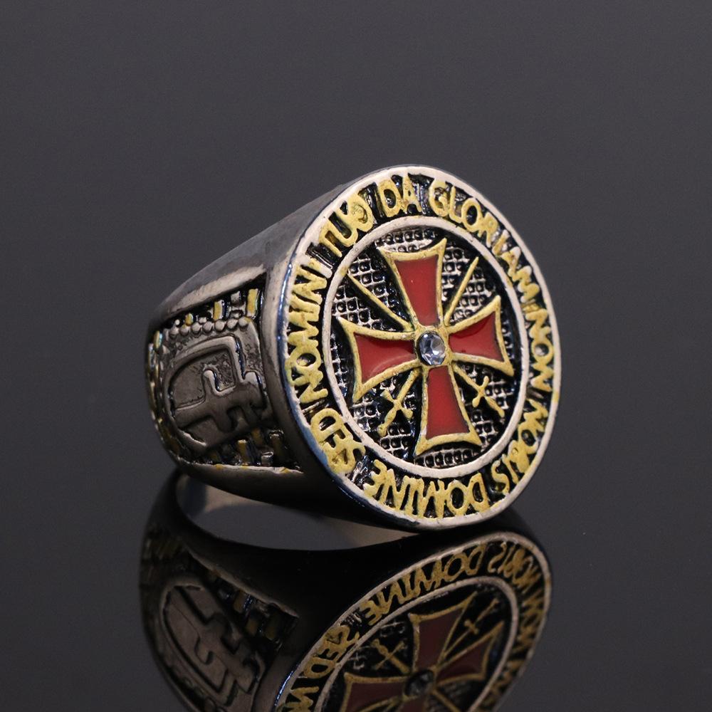 

Trendy Men s Punk Style Red Cross Domineering Knights Templar Men s Ring 13