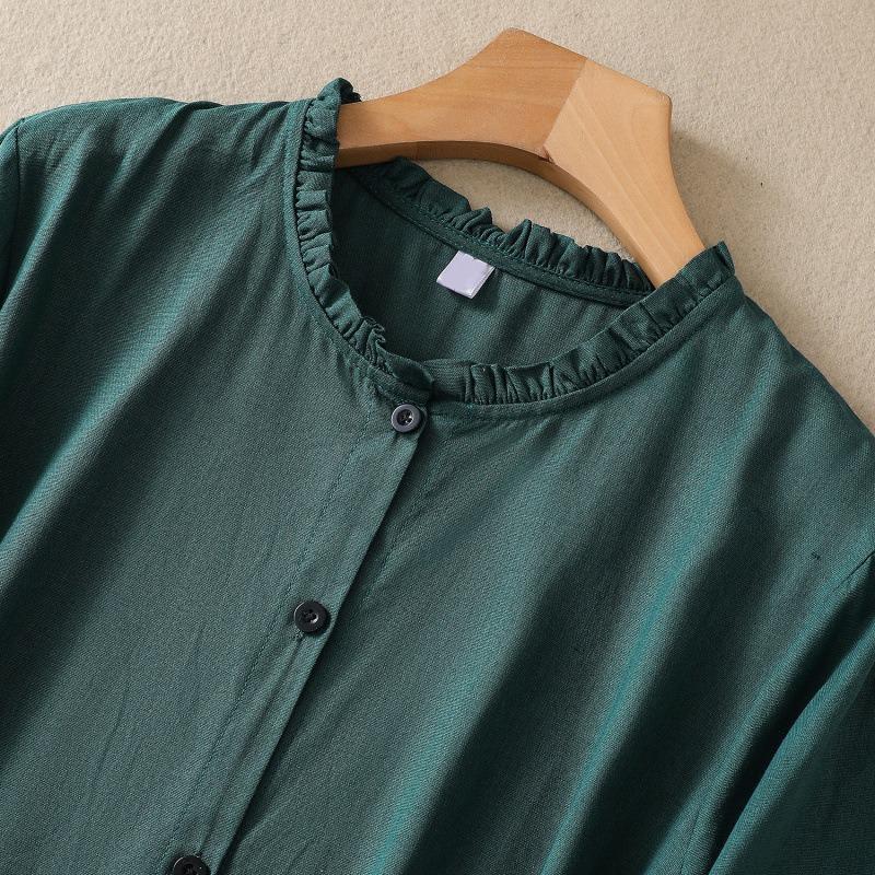 Autumn Artistic Loose Splicing Solid Color Long Sleeve Dress for Women