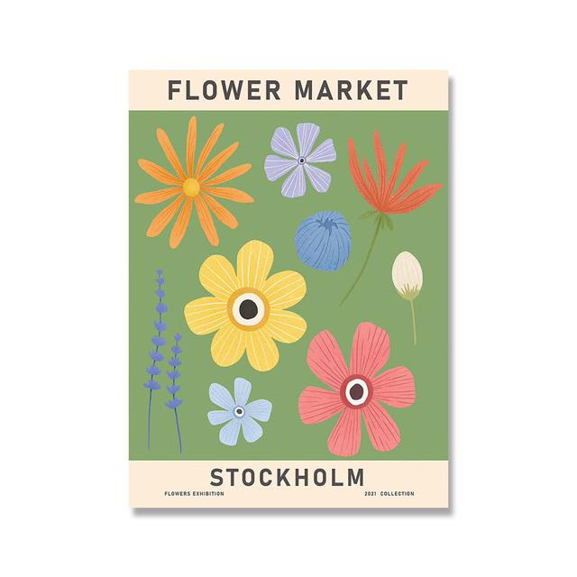 Abstract Flower Market Vintage Watercolor Wall Art Canvas Painting Nordic Posters And Prints Wall Pictures For Living Room Decor No Frame