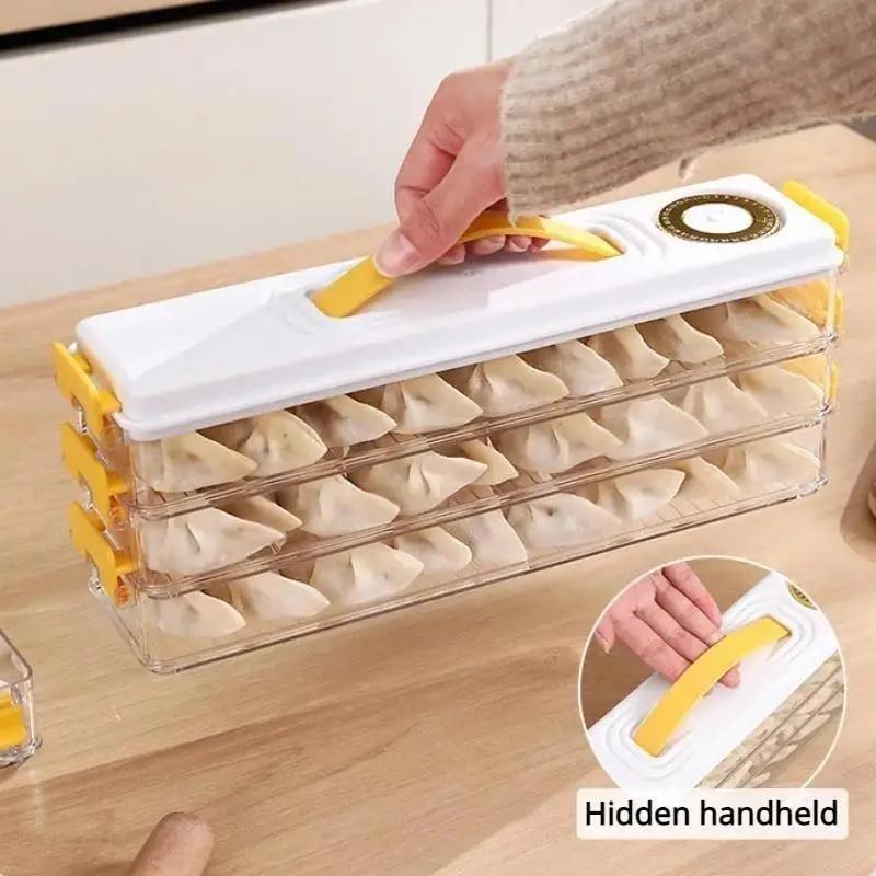 Space Saving Dumplings Fresh Keeping Storage Box Multi Layer Dumplings Holder Case Non-stick With Date Record For Small Fridge