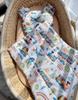 Teddy bear duvet with filling and contoured pillow - 2-piece set - turquoise train