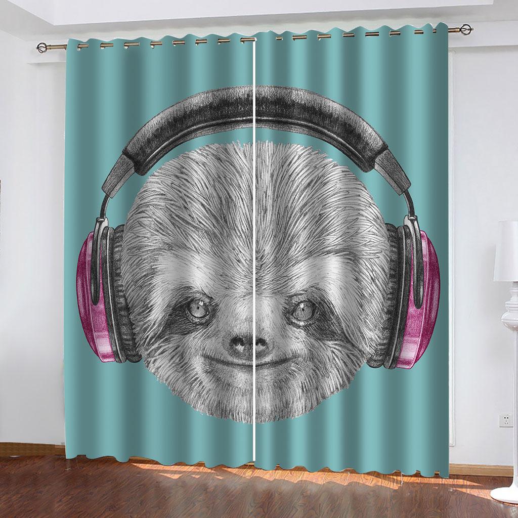 

HUANZHUANG Шторы для гостиной Роскошный комплект Музыкальный инструмент Печать затемняющие шторы Гостиная Спальня Мальчик Девочка Дети Подарок 70Wx160Hcmx2&Grommet Top