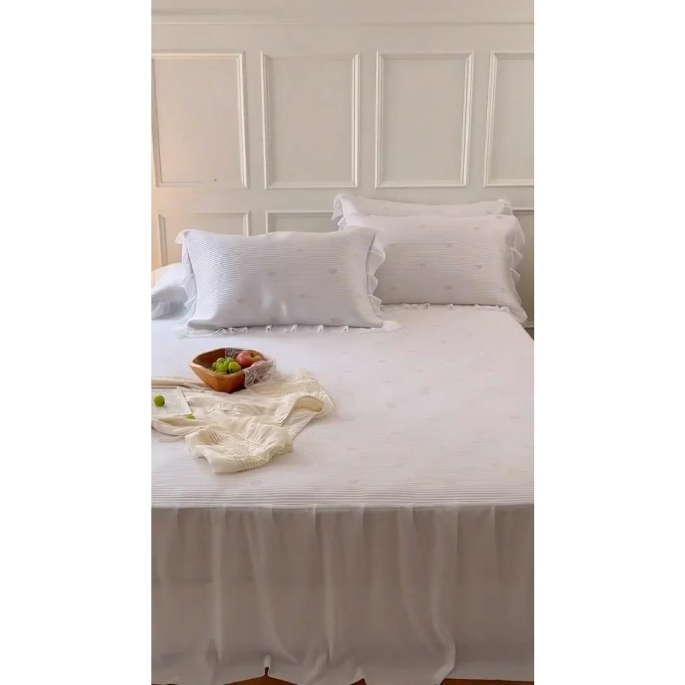 Simple Jacquard Bed Skirt with Cool Ice Muscle Air Conditioning Mat Ice Silk Mat for Girl Room Mat