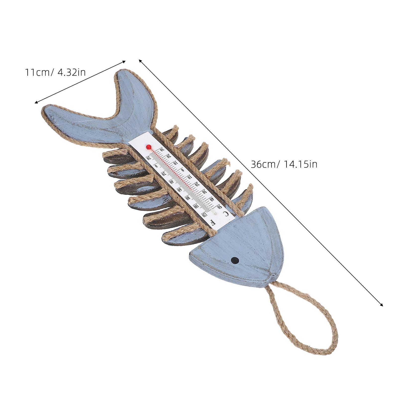 

Fish Bone Thermometer Wall Hanging Vintage Style Indoor Outdoor Temperature Gauge Decorative Home Garden Office Monitor