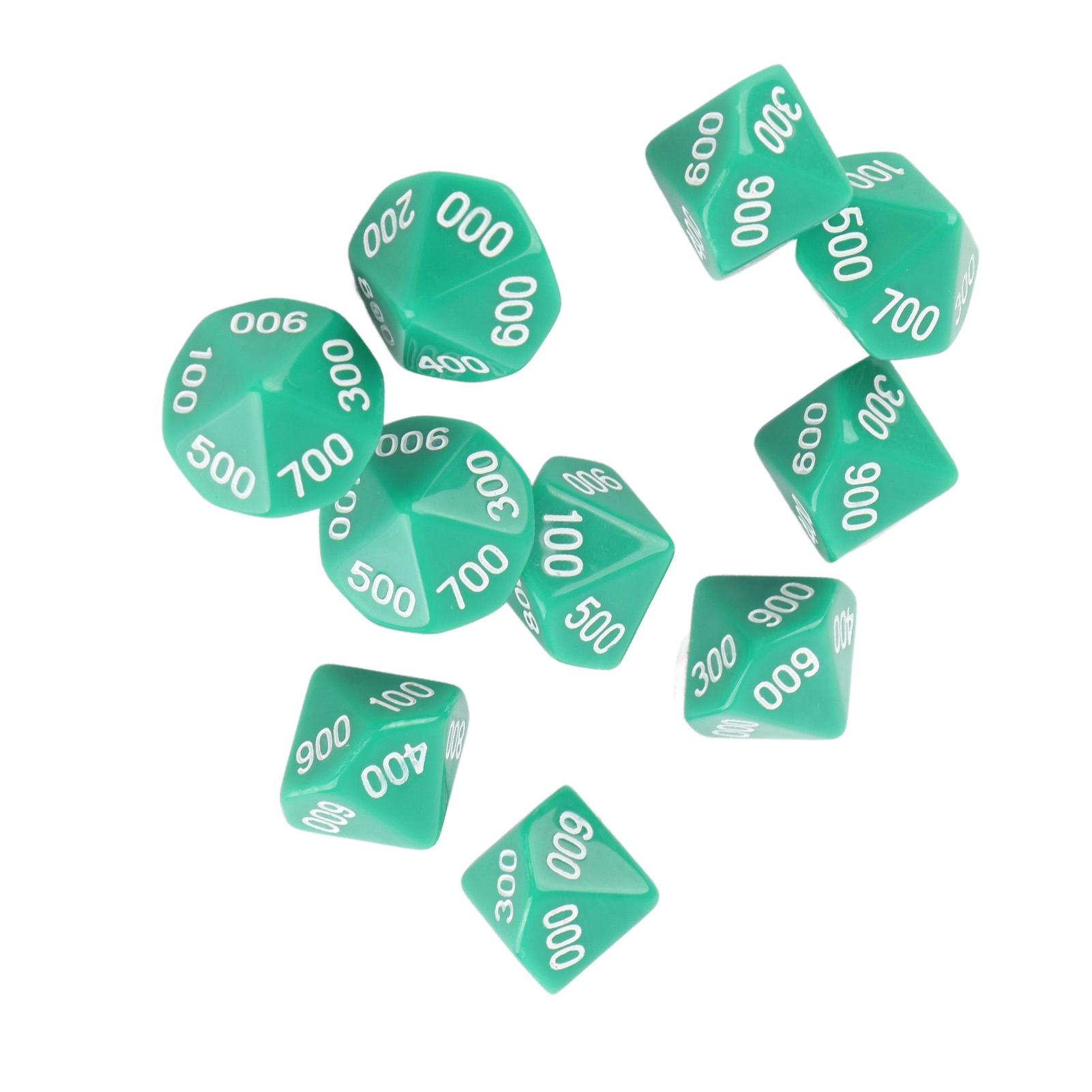 10pcs 10 Sided Dice with White Number Wise Teaching Dice for Games Education Entertainment