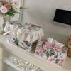 Scatola portaoggetti per decorazione domestica Lusso leggero Squisita scatola portaoggetti per orecchini, collane, anelli Scatola portagioie per la casa Scrivania Rosa Fiocco Tissue