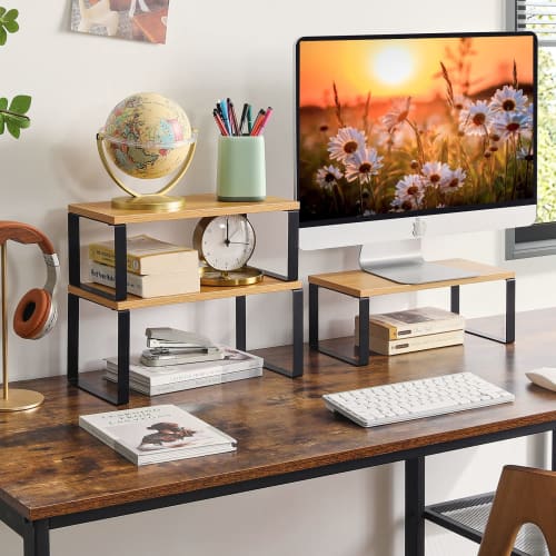 YMYNY Kitchen Rack, 2-Piece Set, Seasoning Rack/Spice Rack, Countertop Shelf, Stackable, Expandable Cabinet Storage Case for Aquariums, Cosmetics, Can