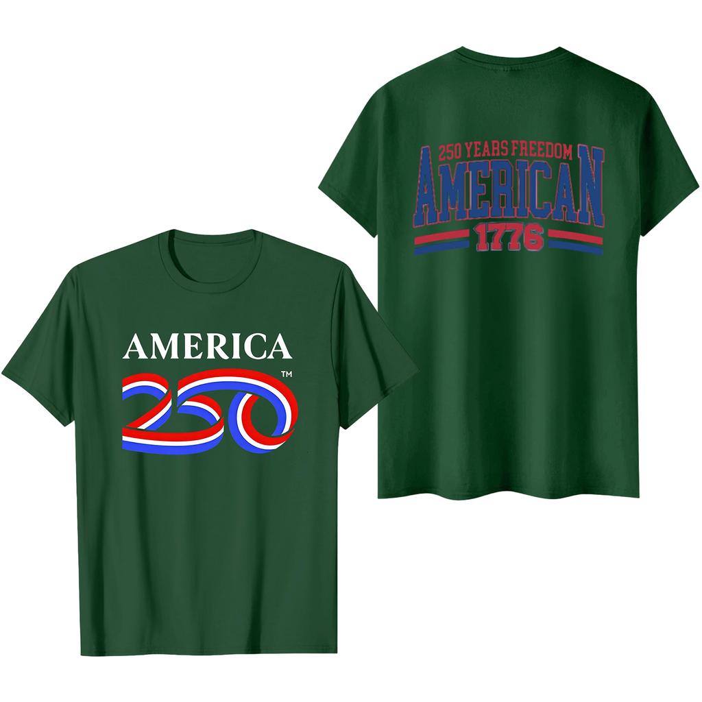 Men's Casual Short Sleeve T-Shirt 250 Years Anniversary Letter Print Crew Neck Cotton Blend Soft Fabric Comfortable Fit