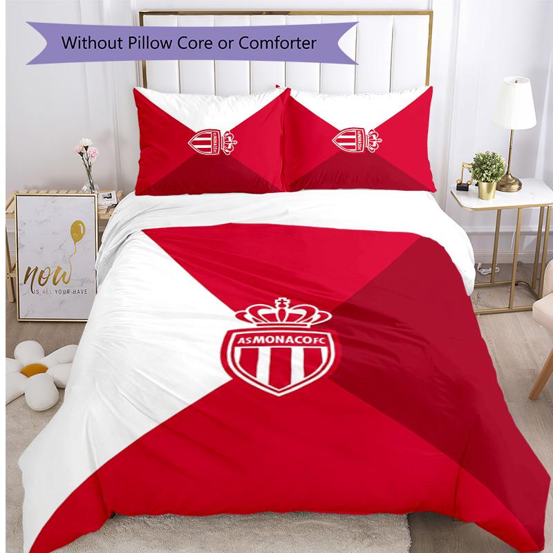 Monaco FC Printed 3PCS Bedding Set Breathable Duvet Cover with Pillowcases Decorative Bed Linen for Bedroom Home