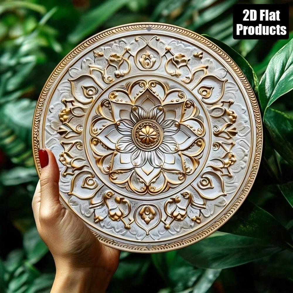 Vintage Mandala 2D Kovové Nástenné Umenie Okrúhly Hliníkový Znak Domáca Dekorácia Darček