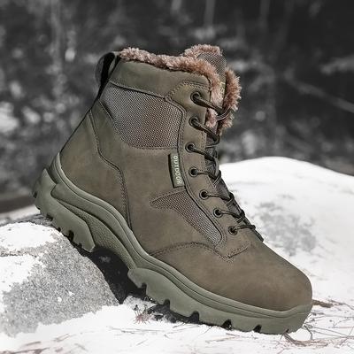 Men's Plus Size Anti Slip Wear-resistant Fleece Warm Outdoor High Top Military Boots Hiking Boots Cotton Boots Snow Boots