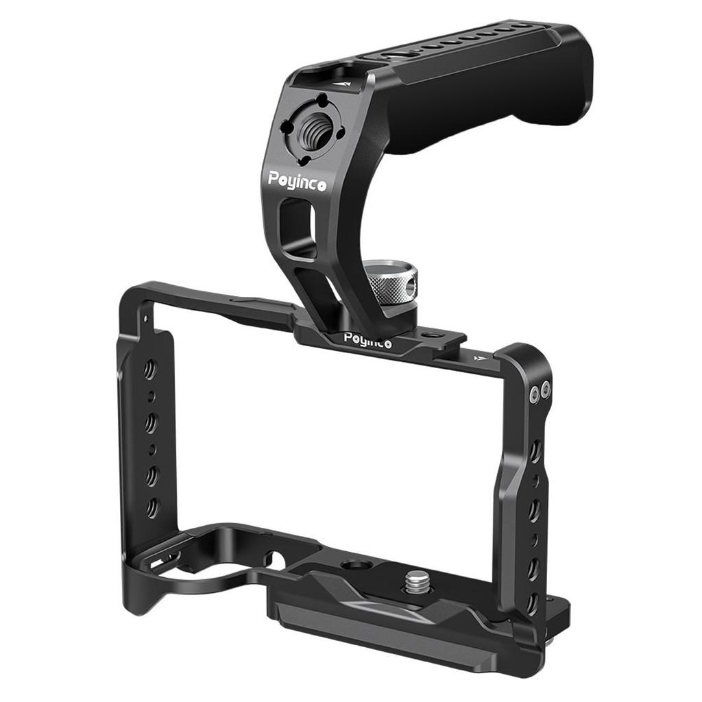 Poyinco JN-138 Camera Video Cage + Top Handle Kit Camera Cage Aluminum Alloy with Cold Shoe Mounts
