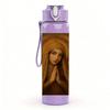 1PC Long Hair Lady Portrait Art Print 750ml Color Plastic Sports Water Bottle Leakproof Flip Straw Lid Suitable for Sports Office Home Use