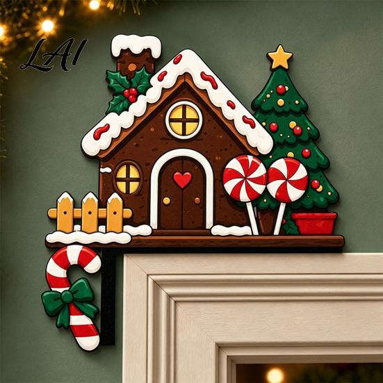 Christmas Party Supplies for House Wooden Door Topper Stickers Seasonal Frame Decoration L-shaped Corner Sign Cabin Home Wall Art Holiday