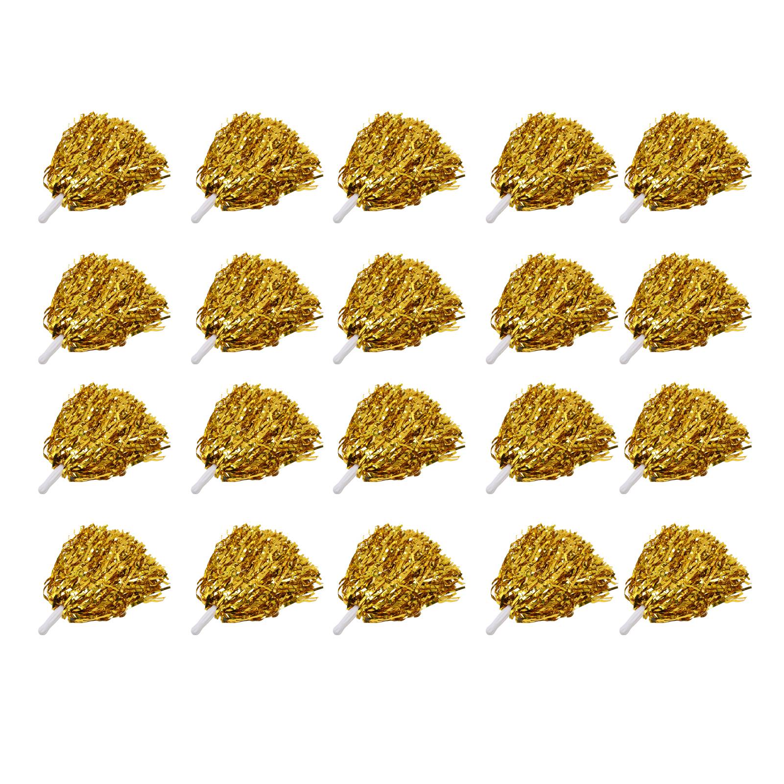 

20 шт., помпоны для черлидинга из прочного ПЭТ-материала с ручкой 3,3 дюйма и цветными цветами для черлидинга золотой