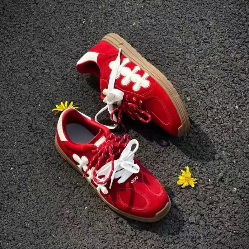 Red men's and women's trendy brand retro sports versatile casual flat baseplate shoes spring