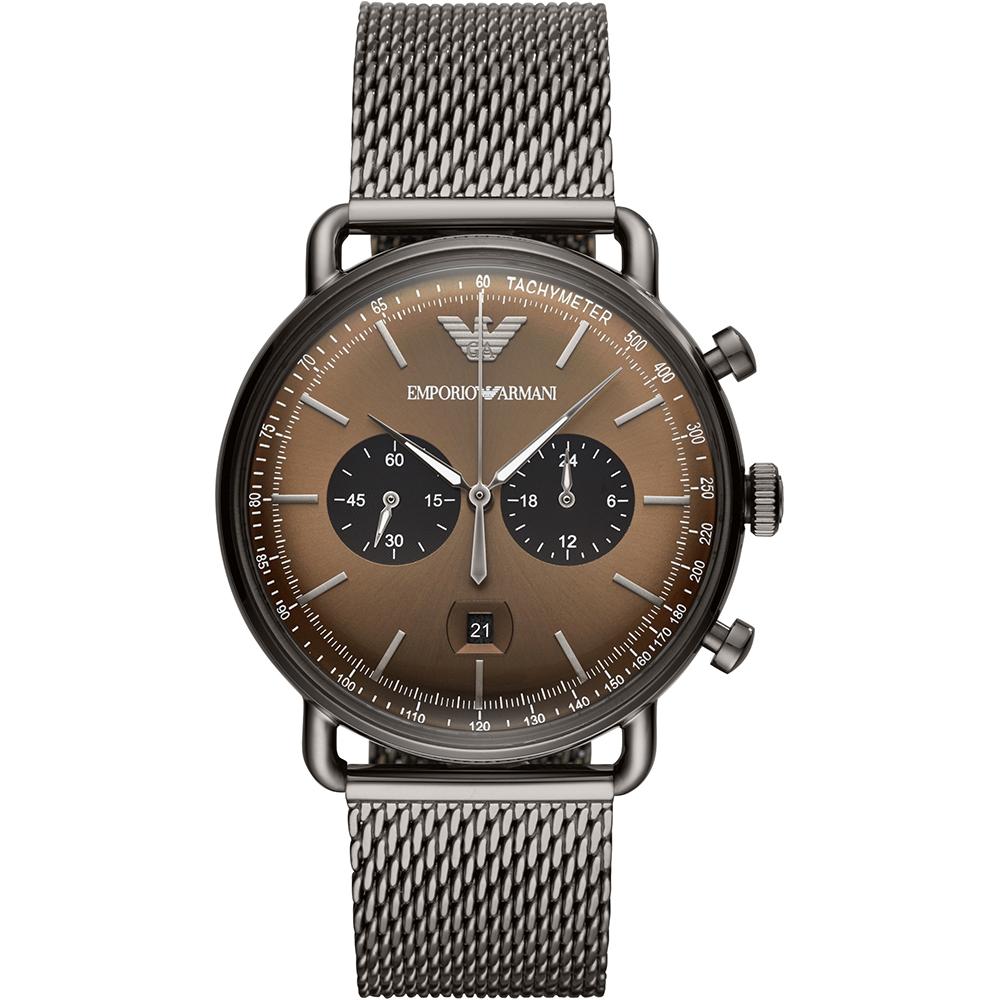 Emporio Armani Aviator Brown Grey Metal Men s Quartz Chronograph AR11141 коричневый