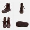 Johnature Botas retrô de cano médio com sola grossa e couro legítimo com cadarço, sapatos femininos