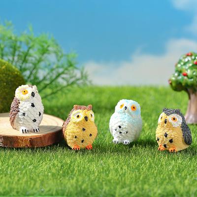 4 ks Kreativní mechová sova, Dekorace pro dvůr a terasu, Mikro krajinný design, Bonsaj v kombinaci s dekorativními předměty