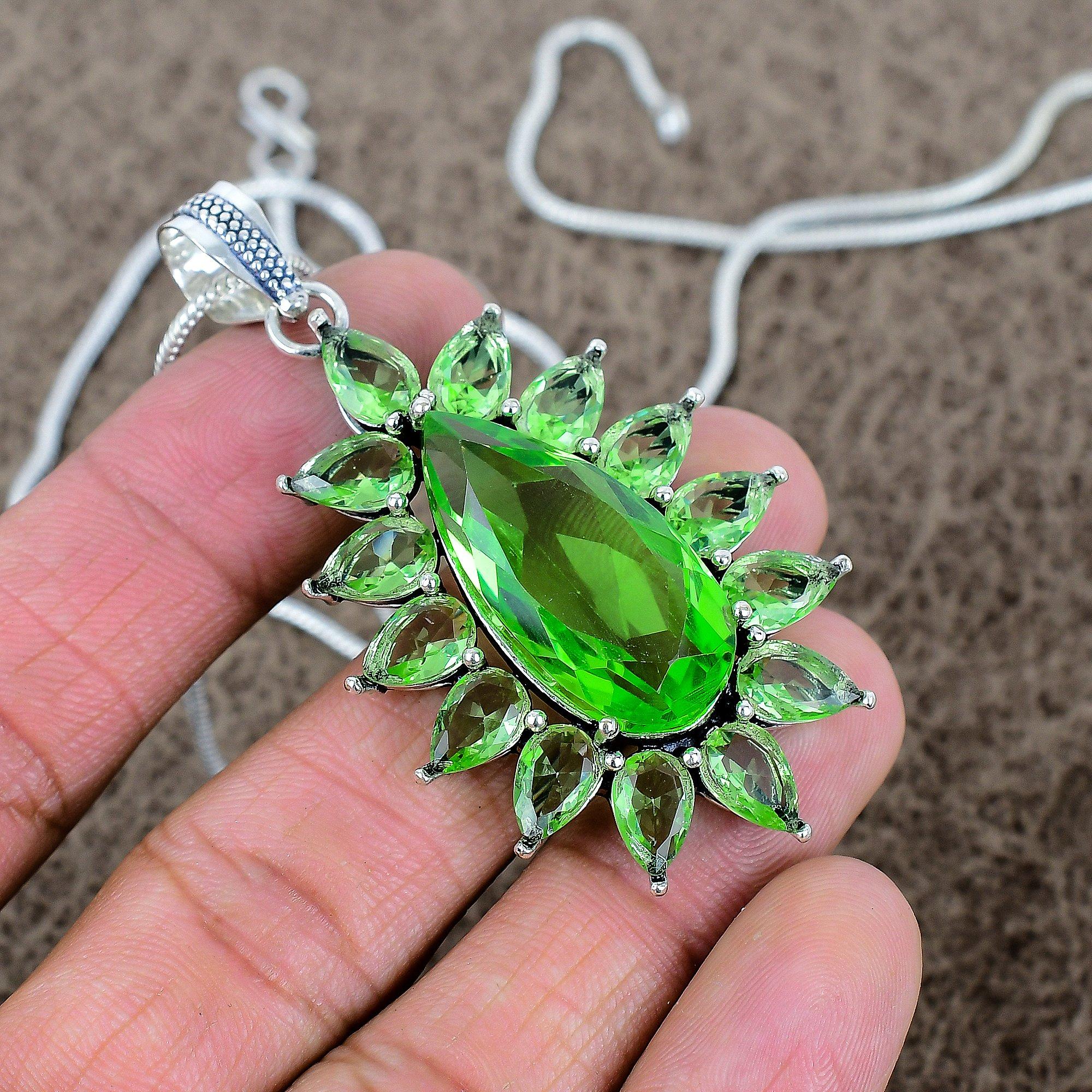 

Tsavorite Gemstone Handmade 925 Sterling Silver Jewelry Pendant 2.48 KKG-303