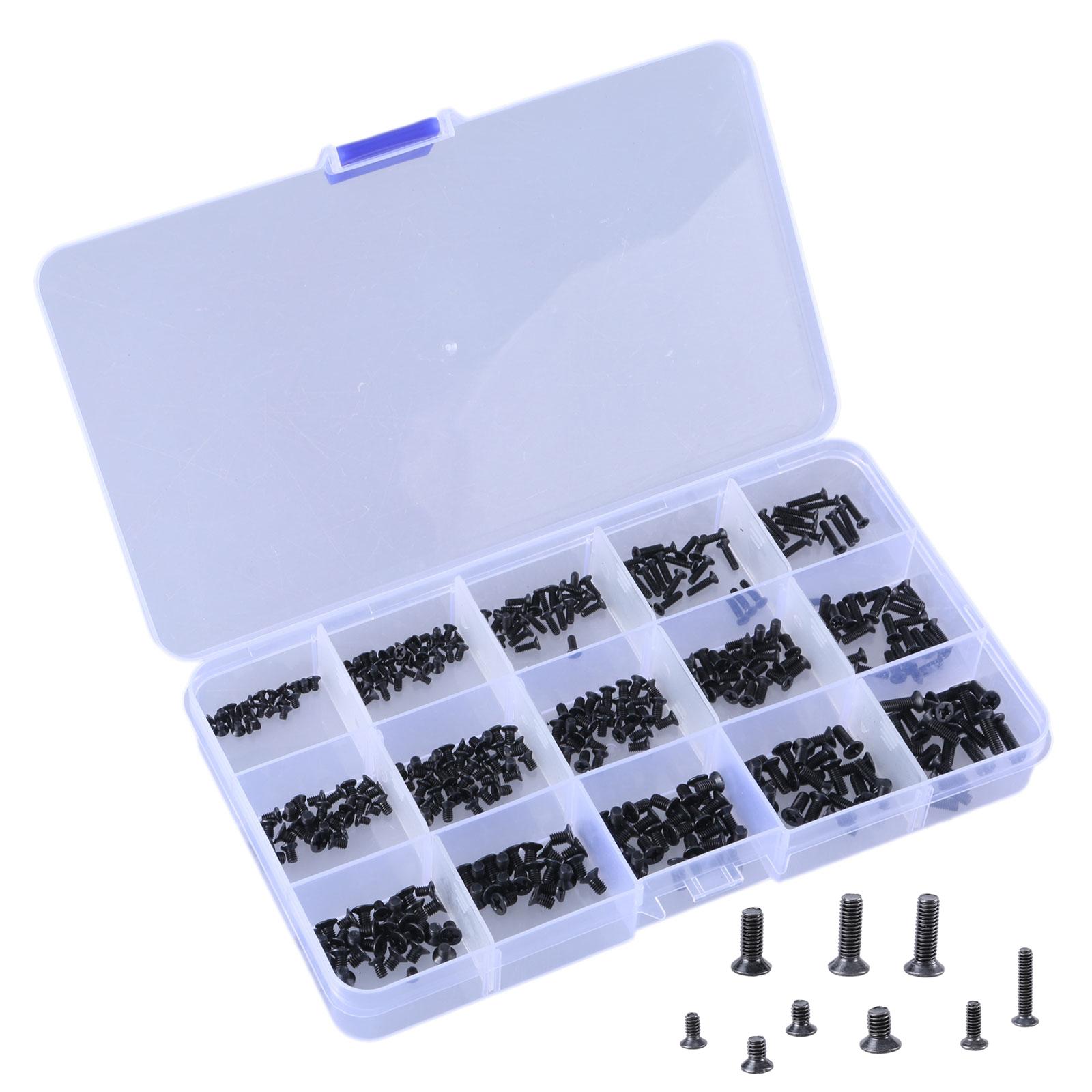 

450 шт./набор Удобный набор винтов с потайной головкой Ассортированный набор винтов из углеродистой стали Набор винтов с плоской головкой для ремонта и технического обслуживания 450