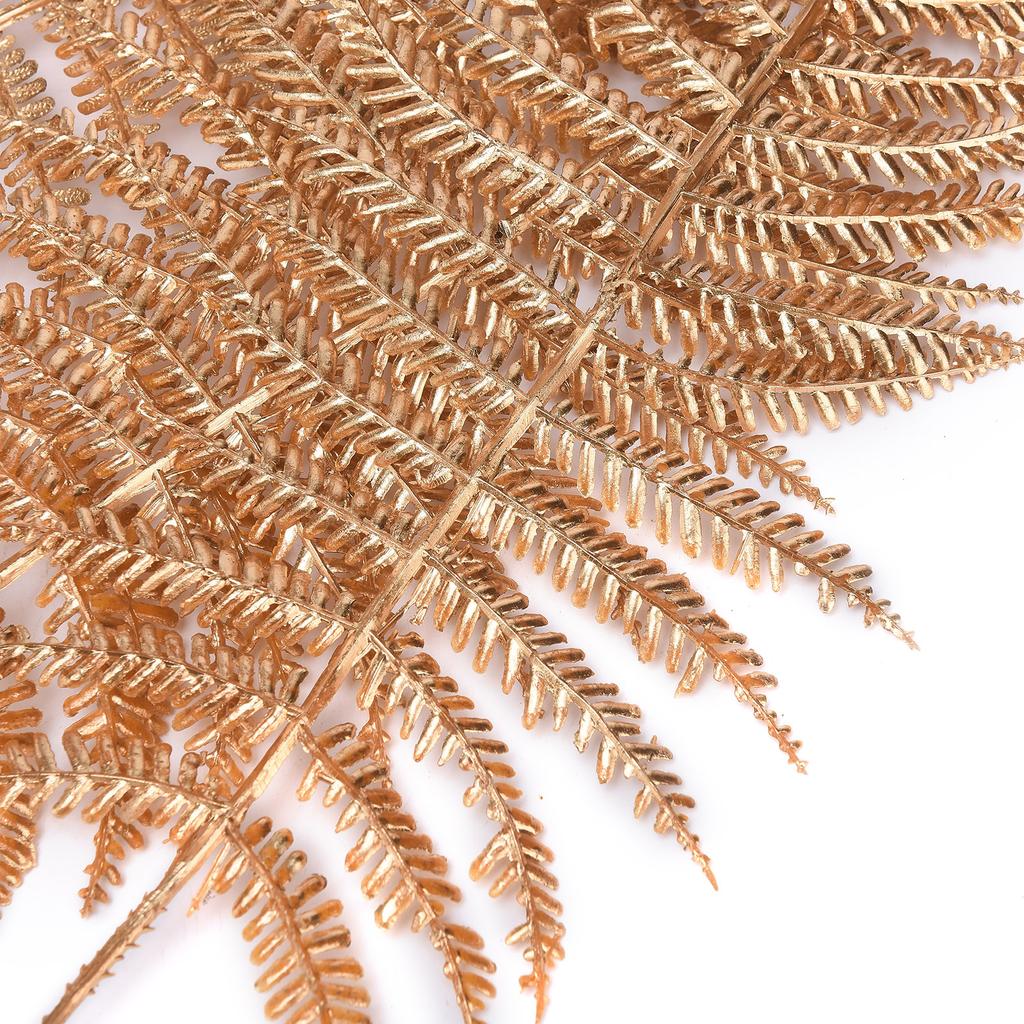Xmas Leaf Pick Golden Plastic Xmas Flower Leaf Spray Stem for Garden Dining Room Bedroom Meeting Room