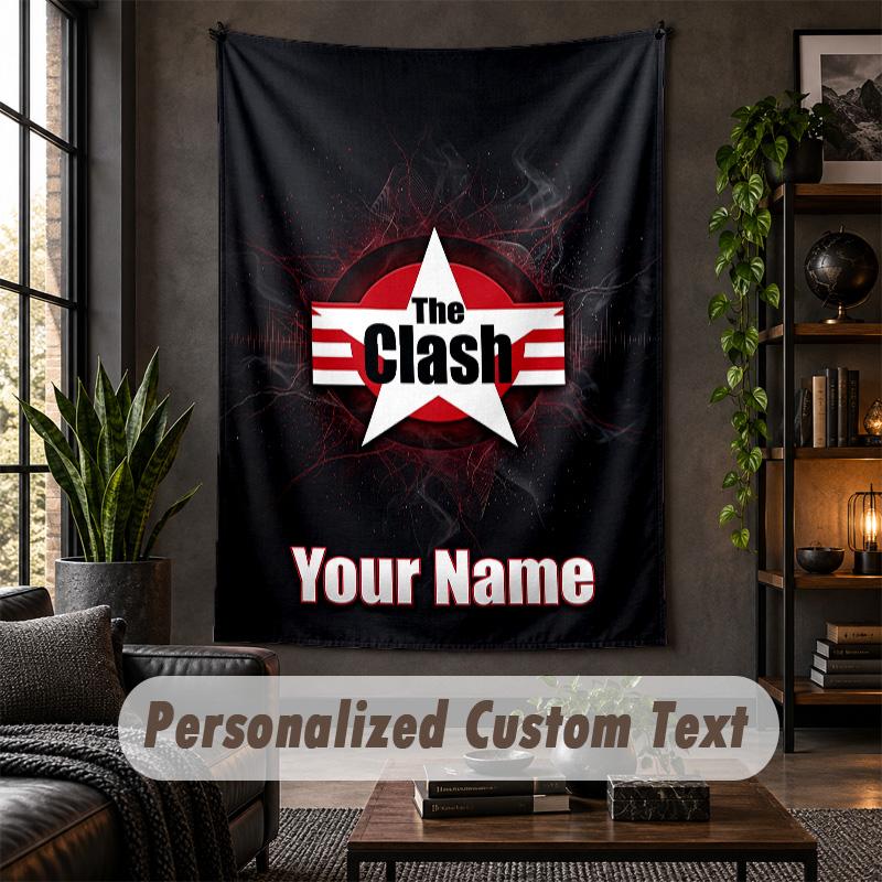 Personalized Wall Tapestry,The Clash Custom Text, Soft Fabric Wall Art For Indoor Decoration