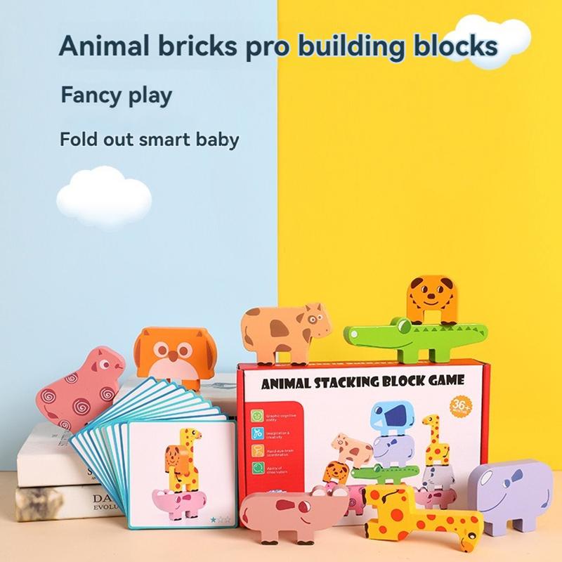 Animal-Themed Wooden Stacking Toy  Balance  Build Tower Game for Children Educational Building